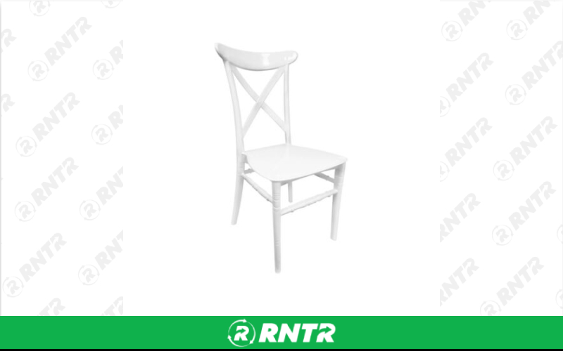 Generic White Cross Back Chair – For rent in New Braunfels, Texas – Hill Country Event Rentals | RNTR.com – Image 2 of 3