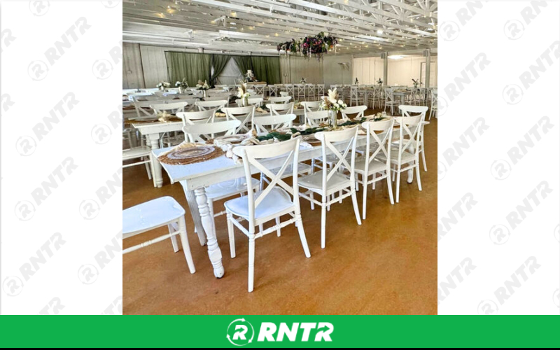 Generic White Cross Back Chair – For rent in New Braunfels, Texas – Hill Country Event Rentals | RNTR.com – Image 3 of 3