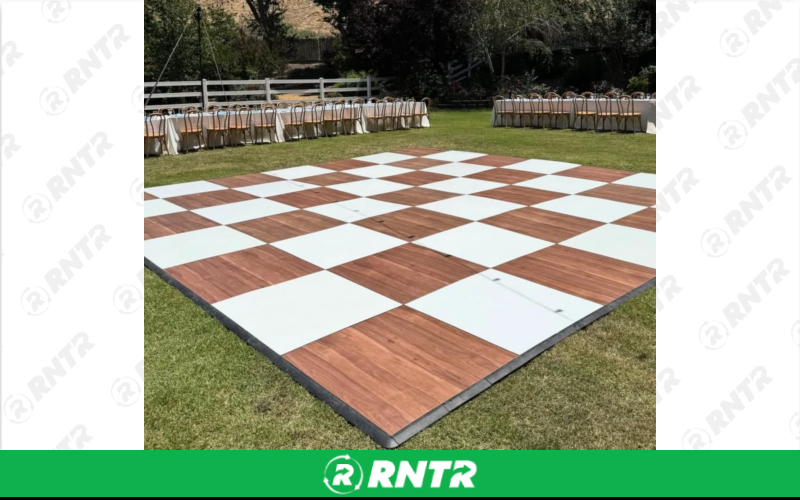 Generic White Oak & Dark Maple Checkered Dance Floor - 12' x 12' – For rent in New Braunfels, Texas – Hill Country Event Rentals | RNTR.com – Image 2 of 2