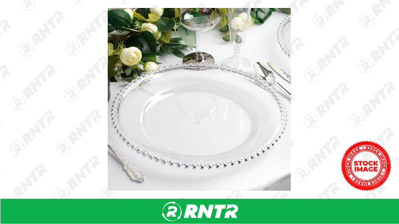 Plate – Silver Acrylic Chargers for rent in Eau Claire, WI